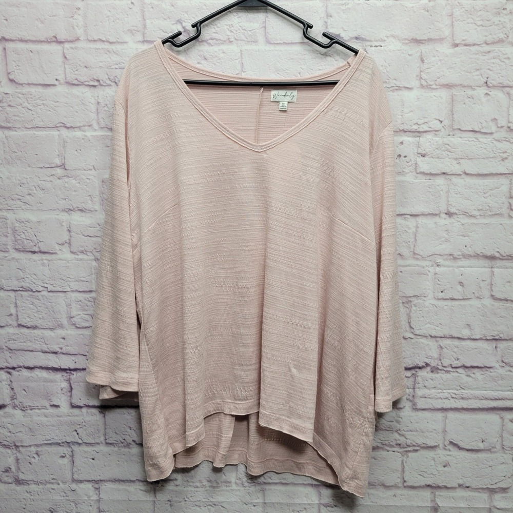NEW Wonderly Plus Ash Pink‎ Knit Sweater Size 2X Pastel Softcore Oversized Comfy